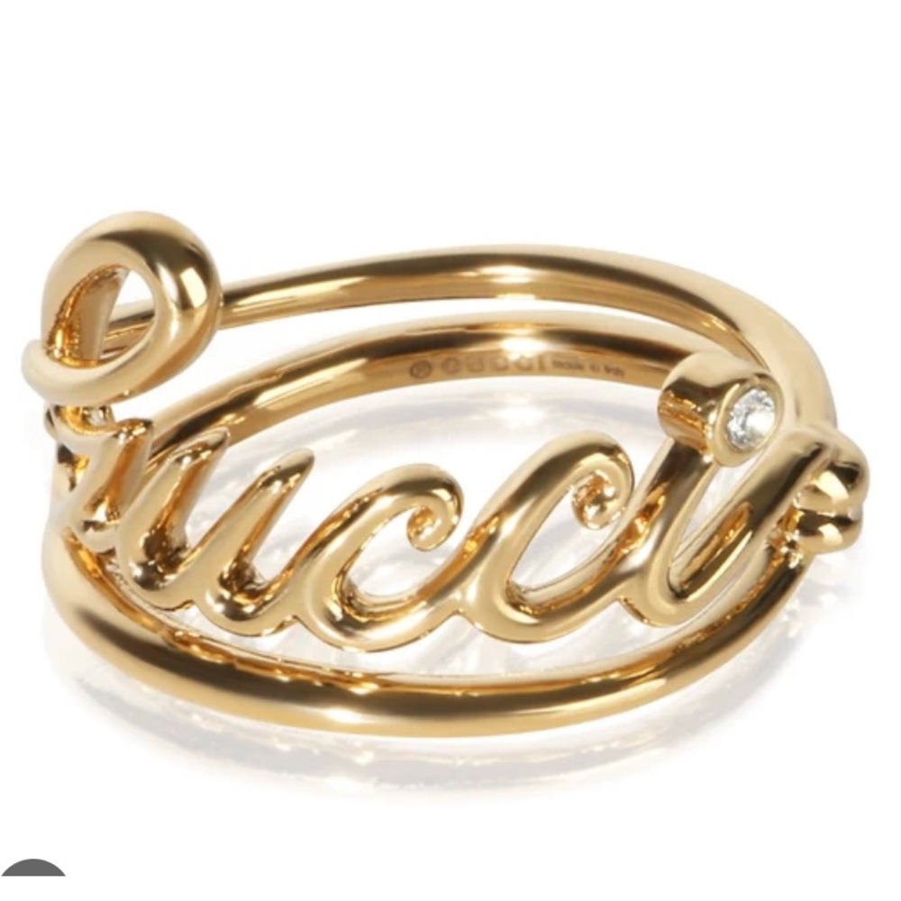Gucci Gold-toned Script Logo Ring Multi Band 814360